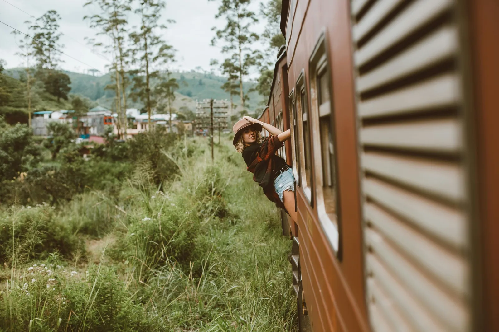 Scenic train journey through Sri Lanka's green hill country